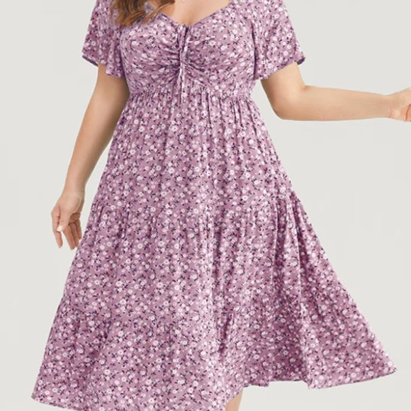 NWT BloomChic Ditsy Floral Drawstring Ruched Pocket Tiered Dress 18/20 (2X) - Picture 2 of 9